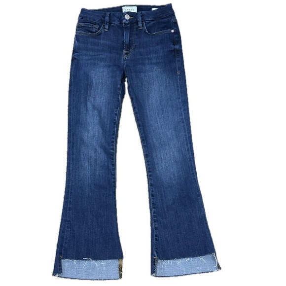 👖👠 FRAME Le Crop Mini Bootcut Jeans | Medium Blue Mid-Rise Y2K Sz 24 - Picture 1 of 6